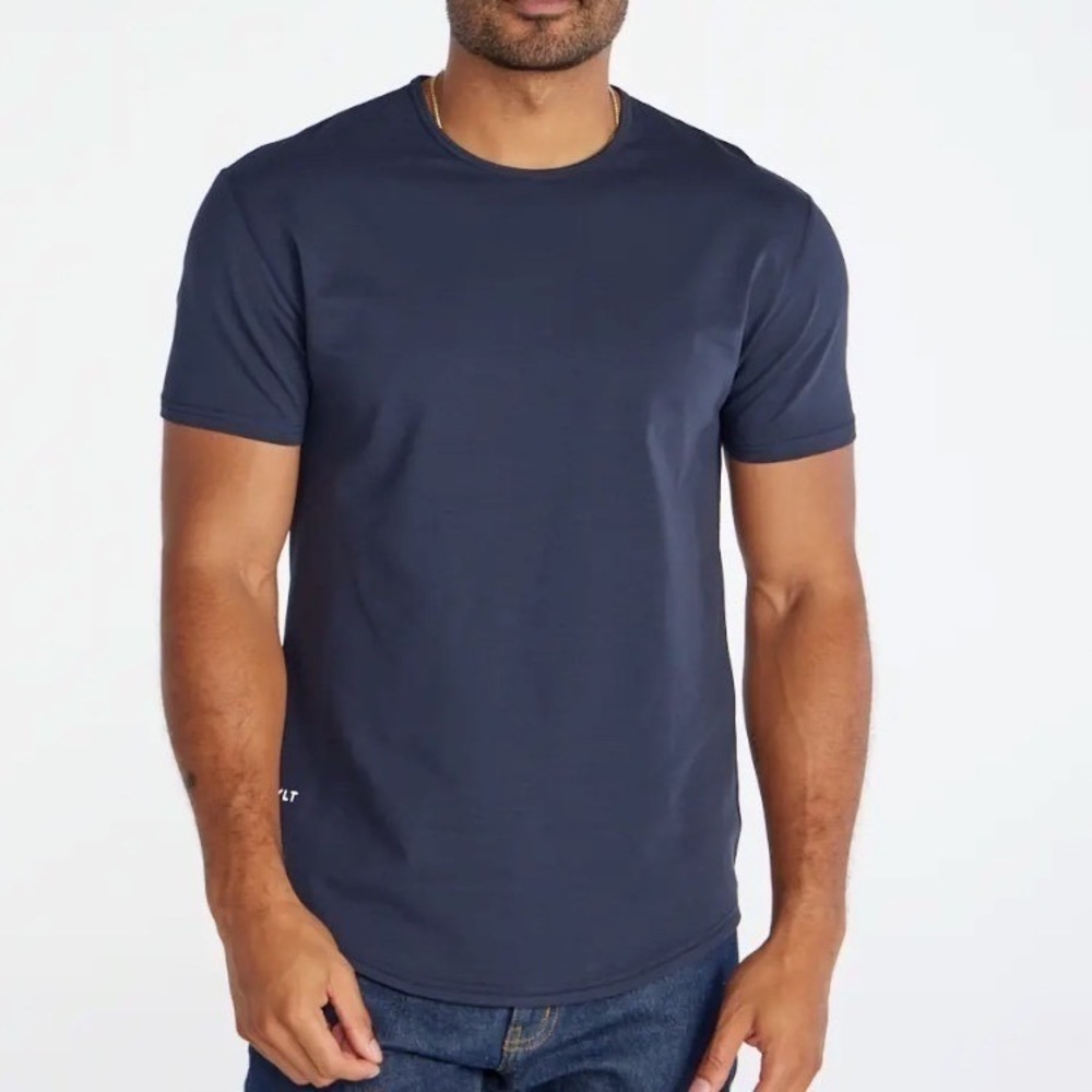 BYLT Navy Blue Drop Cut Performance Short Sleeve T-Shirt, Large